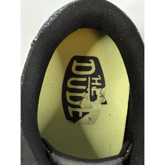 Hey Dude Sirocco Alta Glitter Shine Womens 10 Black White Comfort Shoes Slip On - Picture 5 of 16